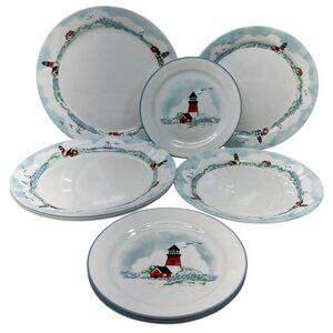 10 Pieces Corning Corelle Outer Banks Lighthouse Dinner Luncheon Salad Plates